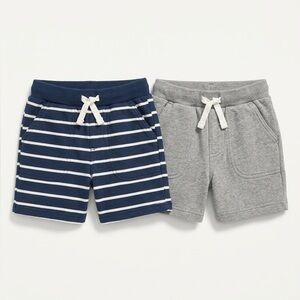 Carter’s Simple Joys Navy Stripe and Gray Knit Shorts Lot x 2 Size 2T